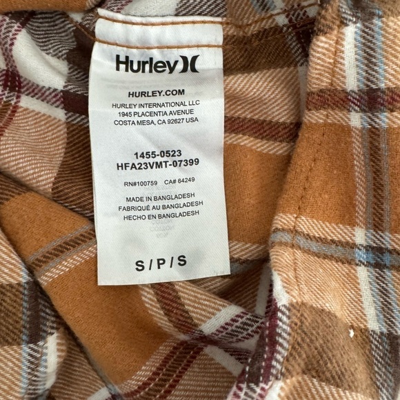 NWOT Hurley “A Road to Nowhere” Plaid Flannel Shirt Men’s Small - Picture 6 of 7